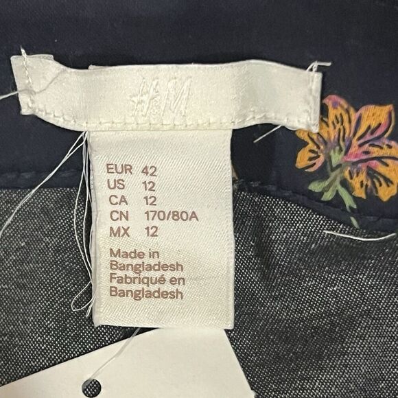 H&M Womens Size 12 Blue Floral Print Side Zip Slacks Pants New - Picture 4 of 4